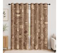 Scienza Esperimento Tema 2 Pezzi Tende Oscuranti Termiche Per Interni In Poliestere Con Occhielli,140L x 260A cm Marrone Antirumore, Opache Decorative Tende Per Camera Da Letto, Soggiorno