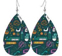 Scienza Matematica Halloween Zucca con Bandiere Luna Pelle Orecchini a Goccia per Donne Decorazioni