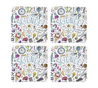 Scienza,Sottobicchieri quadrati in sughero MDF, sottobicchieri per tazze, set di 4 sottobicchieri per bevande