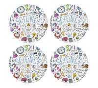 Scienza,Sottobicchieri rotondi in sughero MDF, sottobicchieri per tazze, set di 4 sottobicchieri per bevande