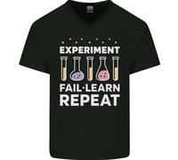 Scienza Sperimentare Fallire Ripetere Chemistry Geek Uomo V-Neck Cotone T-Shirt