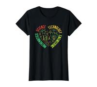 Scienza, Tecnologia, Ingegneria e Matematica STEM Heart Maglietta con Stampa Grafica Economica, Donna, Nero, XL