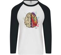 Scienza Vs Arte Cervello Arte IQ Fisica Uomo L/S Maglietta Baseball