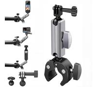 SciFiVisi Go Pro, supporto per bicicletta da moto, in alluminio, con doppia testa a sfera girevole a 360°, per Go Pro Insta 360 X3 Go 3 Hero 13 12 11 10