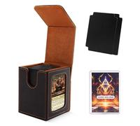 Scimi MTG Deck Box per display Commander, scatola per carte per 100 carte a doppia manica, scatola per carte Magic Commander TCG con 2 divisori, borsa per dadi e 1 caricatore dall'alto (nero/oro)