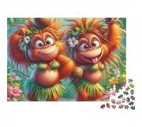 Scimmia 1000 Pezzi Puzzle da Viaggio per Adulti Simpatiche Scimmie a Cartone Animato nella Giungla Tropicale Premium Spesso Robusto Alta Qualità Sfidante Antistress 70x50cm/1000pz