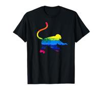 Scimmia Arcobaleno Blu Brillante Maglietta