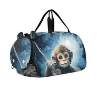 Scimmia Blu Della Neve Borsa Sportiva da Nuoto e Palestra con Scomparto per Scarpe Borsa da Viaggio per Il Fine Settimana Borsone per Ragazzi