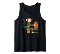 Scimmia Ceramica Artistica Divertente Animale Design Canotta