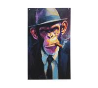 Scimmia che indossa un vestito scuro, bandierine per la casa da cortile, 9,6 x 1,5 m, striscione di auguri con occhielli, decorazioni per interni ed esterni, feste per la casa