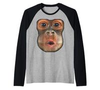 Scimmia Che soffia la Faccia dello Stomaco Maglia con Maniche Raglan