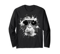 Scimmia con Occhiali da Sole Stile Grunge Hipster Maglia a Manica