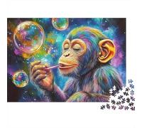Scimmia Difficile 1000 Pezzi Puzzle per Adulti Scimmia Colorata che Soffia Bolle Magiche Premium Spesso Robusto Alta Qualità Vivace Sfidante Antistress 52x38cm/1000pz