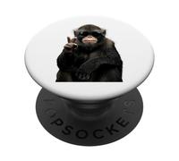 Scimmia divertente animale retrò atmosfera pace segno design PopSockets PopGrip Adesivo
