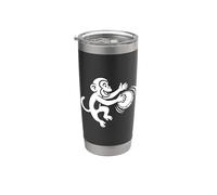 Scimmia divertente che gioca la batteria Carino Animale Ritmo Cartoon Bicchiere termico in acciaio inox doppia parete