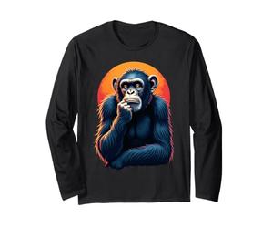 Scimmia Divertente Che Pensa, Scimpanzé, Animale, per Uomini, Donne, Bambini Maglia a Manica