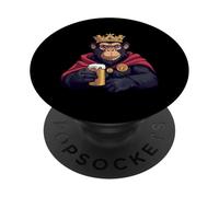 Scimmia divertente con birra PopSockets PopGrip Adesivo