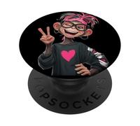 Scimmia divertente con occhiali segno della pace hipster scimpanzé amante PopSockets PopGrip Adesivo