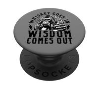 Scimmia divertente Whiskey Goes In Wisdom Out Day Drinking PopSockets PopGrip Adesivo