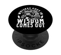 Scimmia divertente Whiskey Goes In Wisdom Out Day Drinking PopSockets PopGrip Adesivo