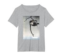 Scimmia e riflesso della Luna di Ohara Koson Shin-hanga Maglietta, Donna Plus-Size, Grigio Melange, 1X