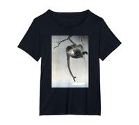 Scimmia e riflesso della Luna di Ohara Koson Shin-hanga Maglietta, Donna Plus-Size, Nero, 2X