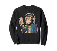 Scimmia hippie con fascia e segno della pace tie dye Felpa