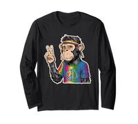 Scimmia hippie con fascia e segno della pace tie dye Maglia a Manica