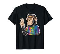 Scimmia hippie con fascia e segno della pace tie dye Maglietta
