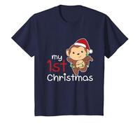 Scimmia Il Mio Primo Natale Scimmia Bambino Natale Maglietta, Bambini, Navy, 3 Anni