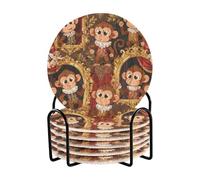 Scimmia in cornice vintage set di 6 sottobicchieri con supporto per bevande per la casa sottobicchieri intrecciati