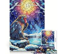 Scimmia in vetrata in un paesaggio invernale - Puzzle da 1000 pezzi per adolescenti - Gioco di sfida per la mente - Divertimento condiviso - Taglio netto - Sorpresa calorosa 38x52cm