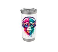 Scimmia Indossare Cuffie e Occhiali da Sole EDM Rave Chimp Art Bicchiere termico in acciaio inox doppia parete