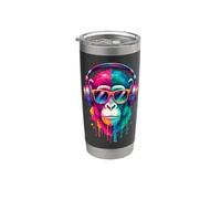 Scimmia Indossare Cuffie e Occhiali da Sole EDM Rave Chimp Art Bicchiere termico in acciaio inox doppia parete