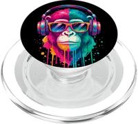 Scimmia Indossare Cuffie e Occhiali da Sole EDM Rave Chimp Art PopSockets PopGrip per MagSafe