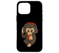 Scimmia Kawaii con un lettore musicale retrò Chillout Music Ape Custodia per iPhone 16 Pro Max