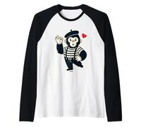 Scimmia Mimo Carina Cuore Cartoon Maglia con Maniche Raglan