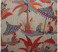 Scimmia Ombrellone Rouge Rosso Francese 100% Lino Tessuto Tenda Cuscino Fodera