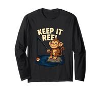 Scimmia Pesca Pun Keep It Reel Art Maglia a Manica
