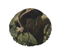 Scimmia seduta su un albero Cuffia da doccia da donna a doppio strato, riutilizzabile, design di grandi dimensioni adatto a tutte le lunghezze dei capelli, adatto per ragazze, spa e salone domestico.