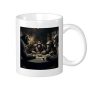 Scimmia Set Di 1 Tazza Stampa Novità Animali Gamble Chips Finestre Lampada Da Tavolo Retro Grigio Nero Ceramica Inversabile Collezione Ufficio Palestra Scrivania Campeggio Camera Da Letto Con Manici