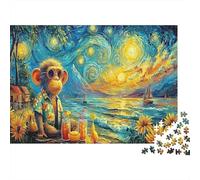 scimmia stellata Puzzle 1000 Pezzi Regali Per Gli Amanti E Gli Amici Scimmie Tripletti Art Print Giochi Educativo Sfida Regalo Gioco Per Famiglie Decorazione Casa 52x38cm