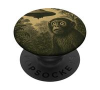 Scimmia Ufo Sorpreso Vintage Alien Fantascienza Divertente Incontro PopSockets PopGrip Adesivo