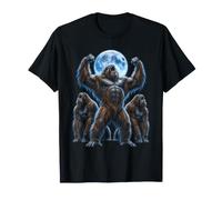 Scimmia Ululando alla Luna Tre Oranghi Ululando Scimmia Maglietta