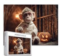 Scimmia vestita da zombie 1000 pezzi puzzle per adulti Halloween divertente arte puzzle colorato puzzle fai da te per la decorazione della casa regali puzzle famiglia perfetto per serate di gioco 70 ×