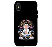 Scimmia zen meditando con fiori di loto Custodia per iPhone X/XS