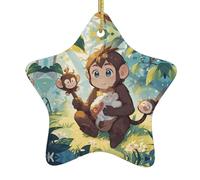 Scimmie che giocano all'albero di Natale in ceramica da appendere decorazioni natalizie ideali per progetti artigianali per decorare e