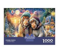 Scimmie d'inverno Puzzle Per Anziani Antistress, Due scimmie nella giungla Cartone Extra Spessore, Concentrazione, Ocio Tranquillo, Regalo Di Inaugurazione 52x38cm/1000pcs