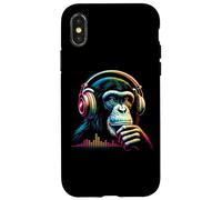 Scimpanzé DJ scimmia con cuffie musica equalizzatore scimmia DJ Custodia per iPhone X/XS