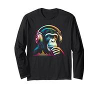 Scimpanzé DJ scimmia con cuffie musica equalizzatore scimmia DJ Maglia a Manica
